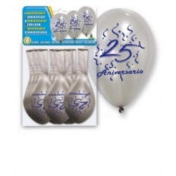 8 septembre Argent Ballons "25th Anniversary"