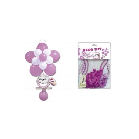 Kit ballon "tétine baptême" rose