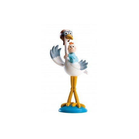 Figurine cigogne pilote bleu