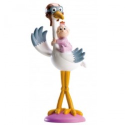 Figurine cigogne pilote rose