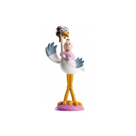 Figurine cigogne pilote rose