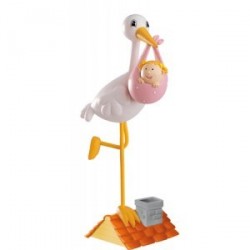 Figure cigogne rose toit