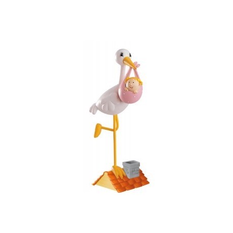 Figure cigogne rose toit